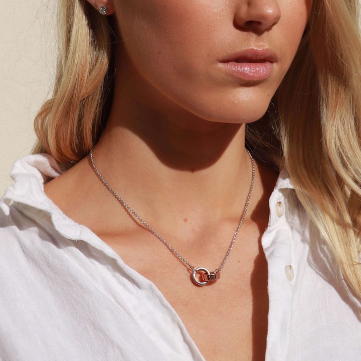 Personalised Holepunched Interlocking Circles Necklace in Sterling Silver