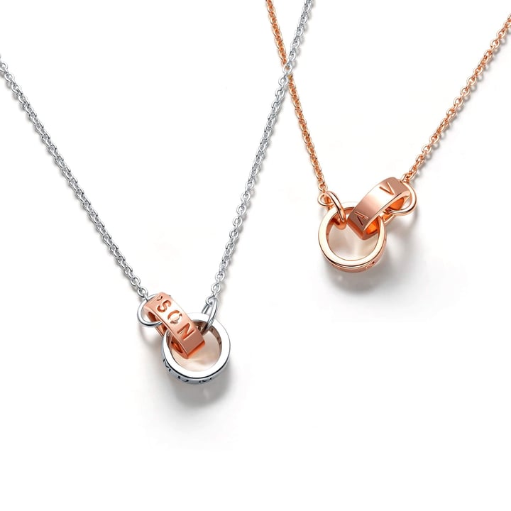 Personalised Holepunched Interlocking Circles Necklace in Sterling Silver