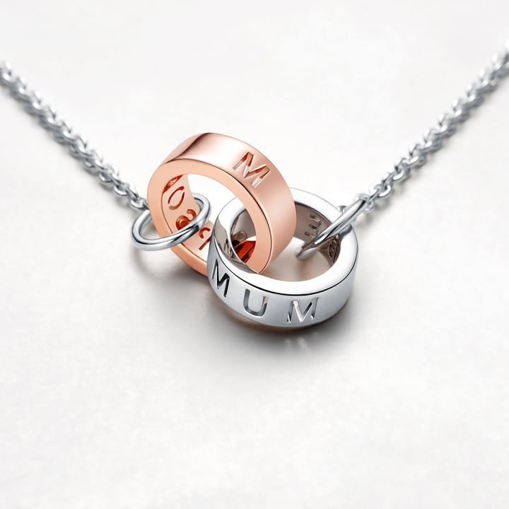 Personalised Holepunched Interlocking Circles Necklace in Sterling Silver