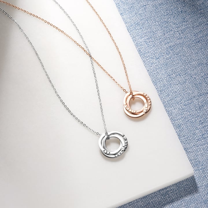 Personalised Interlocking Triple Family Circles Necklace in Sterling Silver