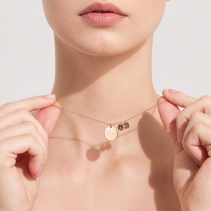 Personalised Kindred Necklace with circle tags in Sterling Silver