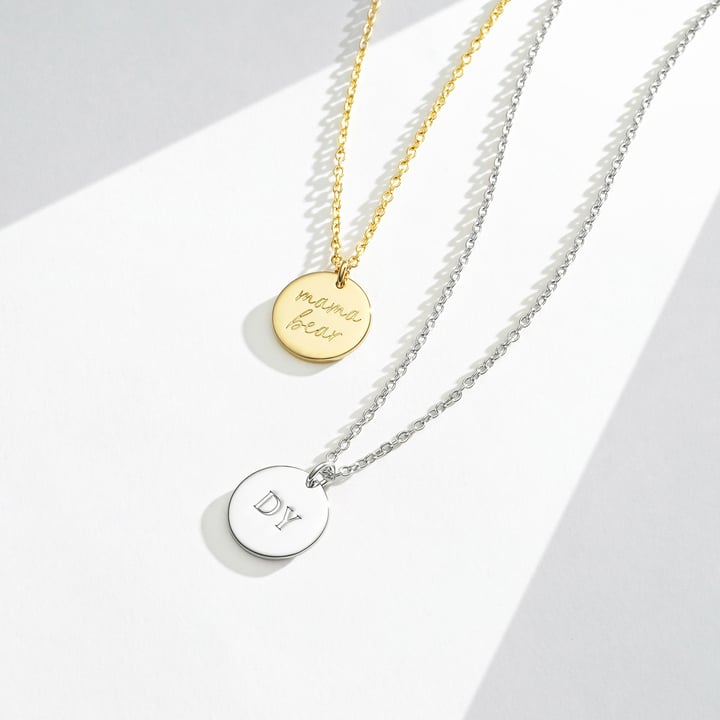 Personalised Circle Plate Necklace in Sterling Silver
