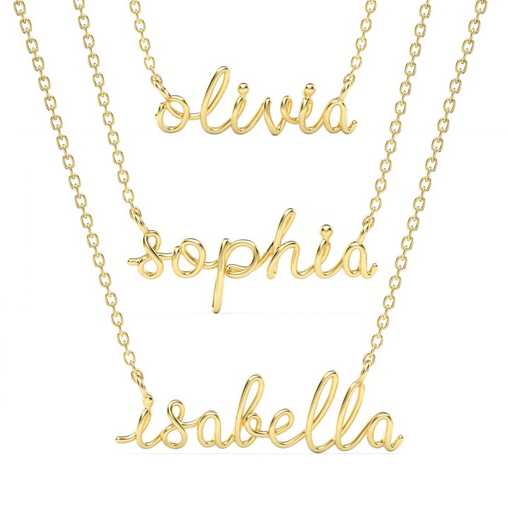 Calligraphy Personalised Initial Name Necklace in Sterling Silver