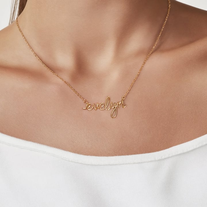 Calligraphy Personalised Initial Name Necklace in Sterling Silver
