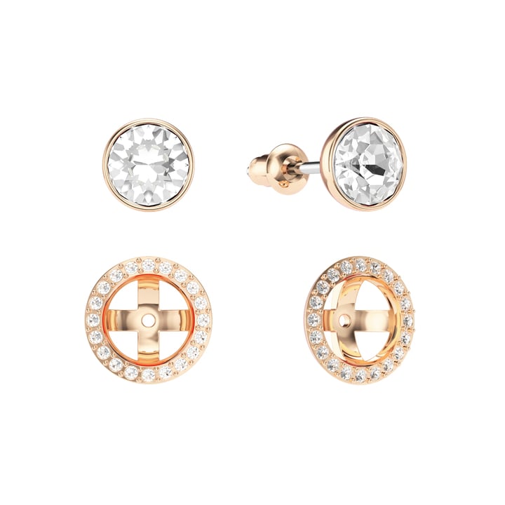 Angelic Stud Earrings Clear Crystals Rose Gold Plated