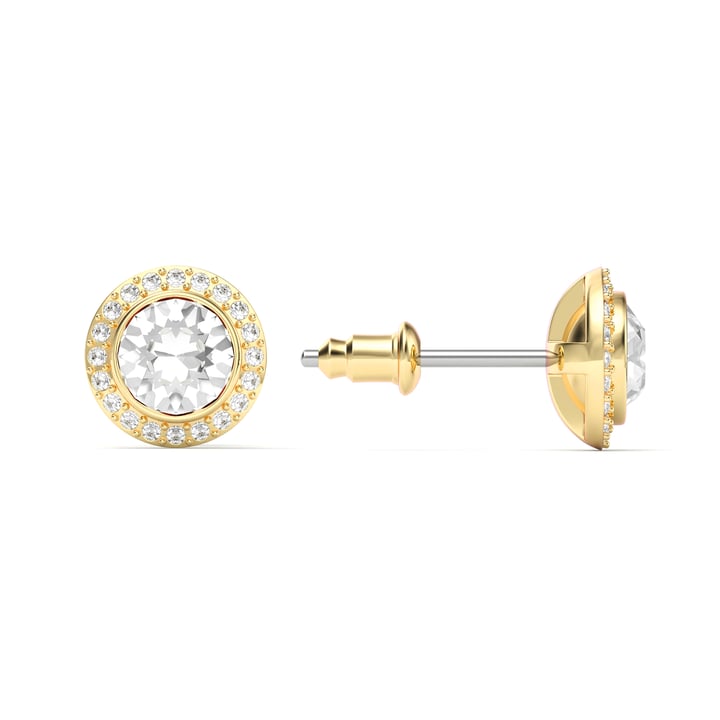 Angelic Stud Earrings Clear Crystals Gold Plated