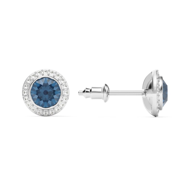 Angelic Stud Earrings Denim Blue Crystals Rhodium Plated