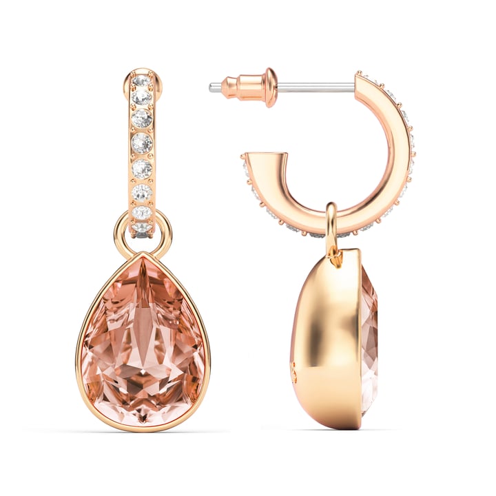 Statement Teardrop Vintage Rose Crystals Drop Earrings Rose Gold Plated