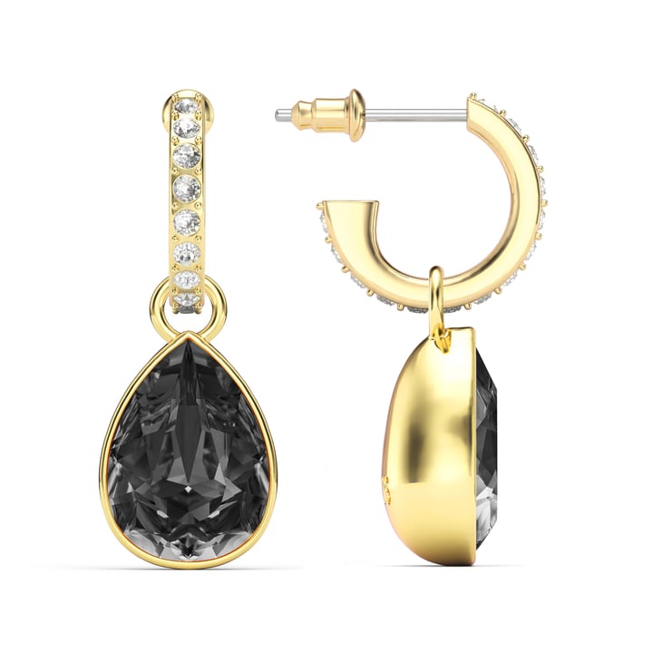 Statement Teardrop Crystal Silver Night Crystals Drop Earrings Gold Plated