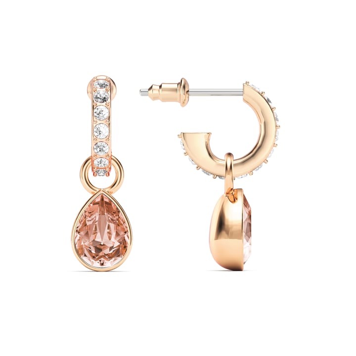 Petite Teardrop Vintage Rose Crystals Drop Earrings Rose Gold Plated