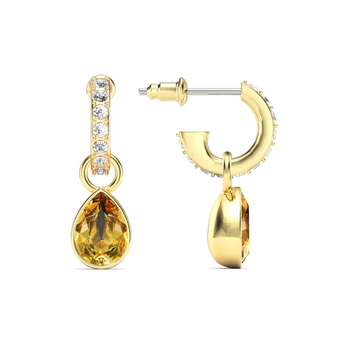 Petite Teardrop Golden Topaz Crystals Drop Earrings Gold Plated