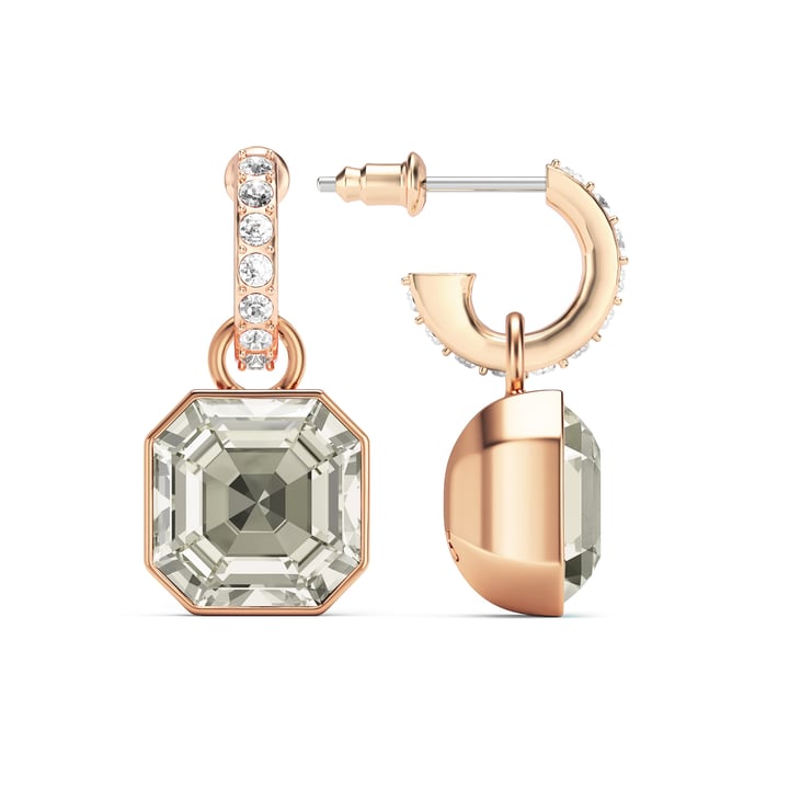 Asscher Mix Charms and Eternity 11mm Carrier Earrings Set Crystal Silver Shade Rose Gold Plated