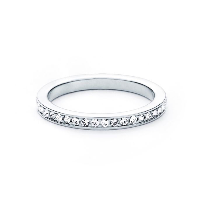 Eternity Stackable Ring Petite Round Clear Crystals 5 Sizes Rhodium Plated