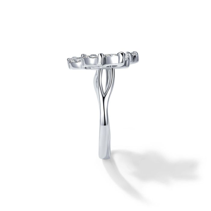 Louison Open Ring with Clear CZ Rhodium Plated