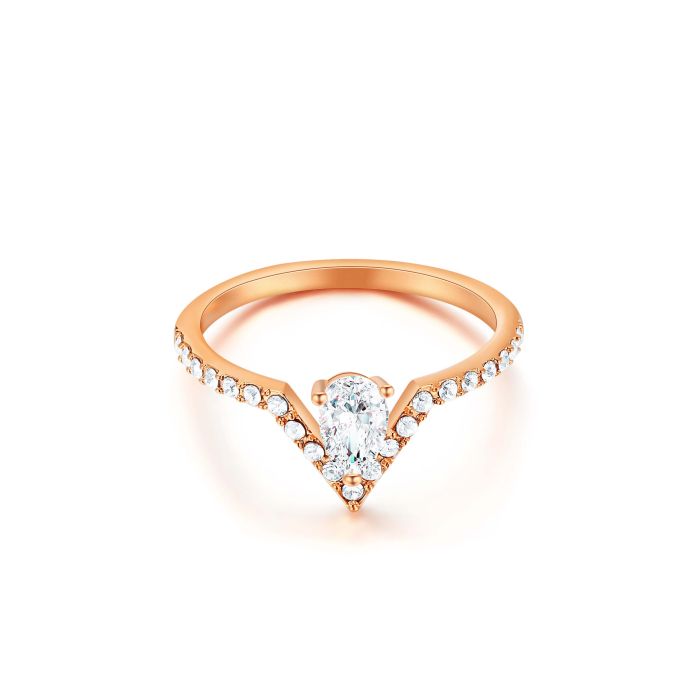 Vika Ring with Clear Swarovski Crystals Rose Gold Plated