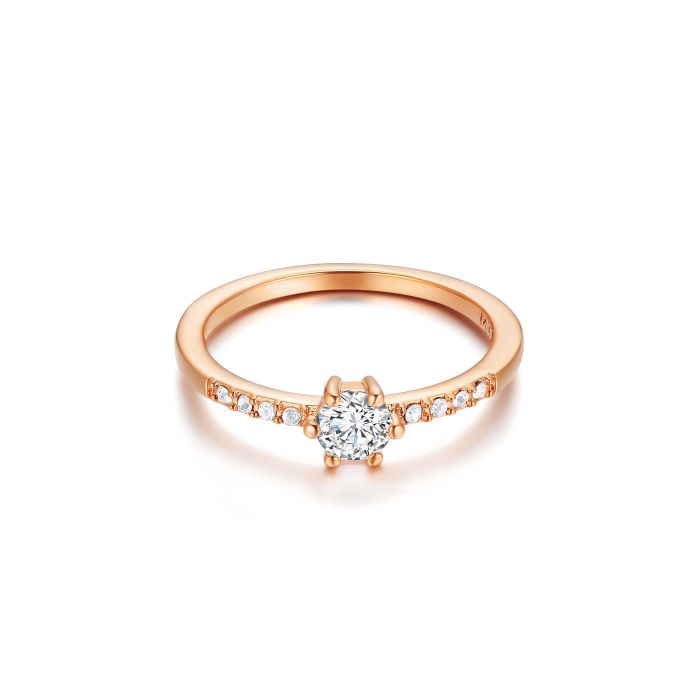 Vittore Attract Ring with Clear Swarovski Crystals Rose Gold Plated