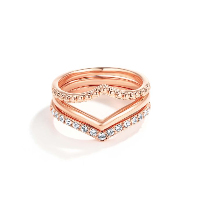 Wishbone Trio Stackable Ring Clear Rose Gold Plated