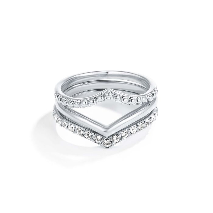 Wishbone Trio Stackable Ring Clear Rhodium Plated