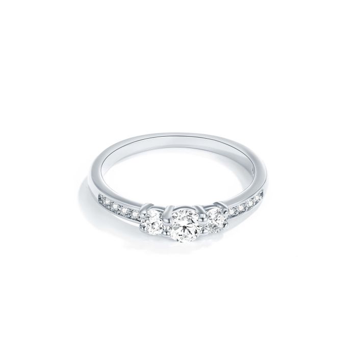 Attract Trilogy Brilliance Ring with Clear Cubic Zirconia Rhodium Plated