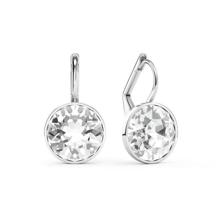 Bella Earrings with 4 Carat Clear Crystals Rhodium Plated
