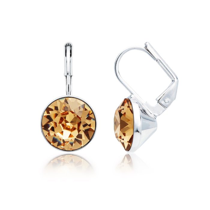 MYJS Bella Earrings with 4 Crt Light Colorado Topaz Swarovski Crystals Rhodium