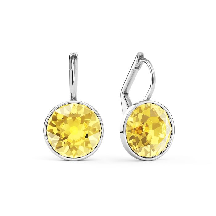 Bella Earrings with 4 Carat Light Topaz Crystals Rhodium Plated