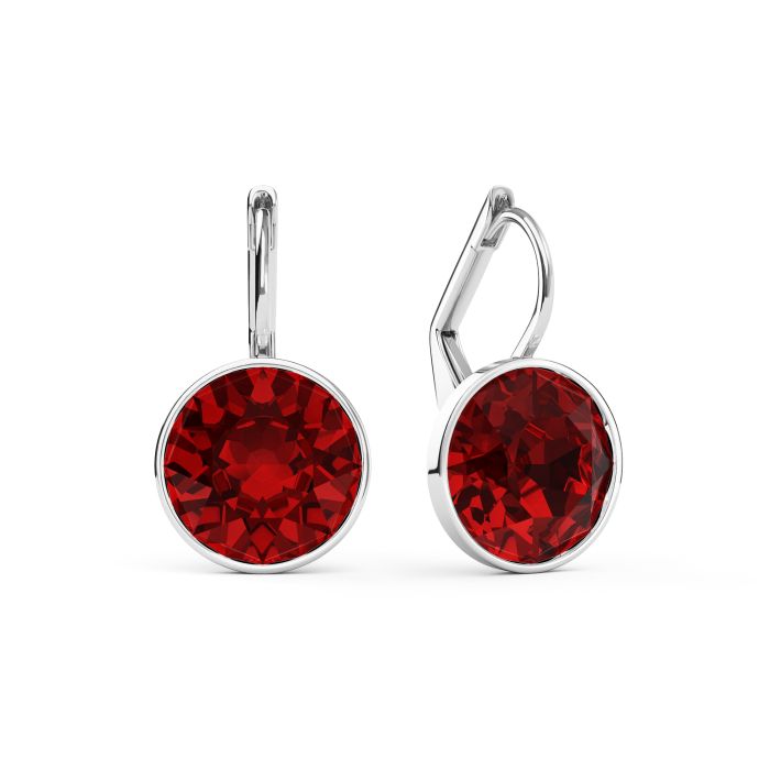 Bella Earrings with 4 Carat Ruby Crystals Rhodium Plated