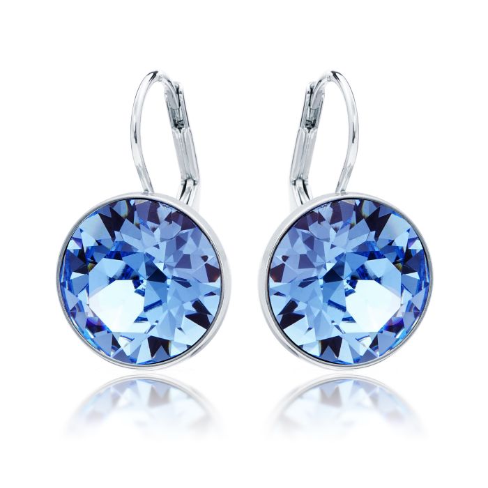 Bella Earrings with 8.5 Carat Light Sapphire Crystals Rhodium Plated