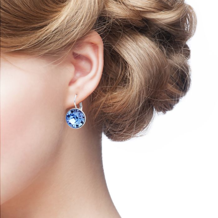 Bella Earrings with 8.5 Carat Light Sapphire Crystals Rhodium Plated