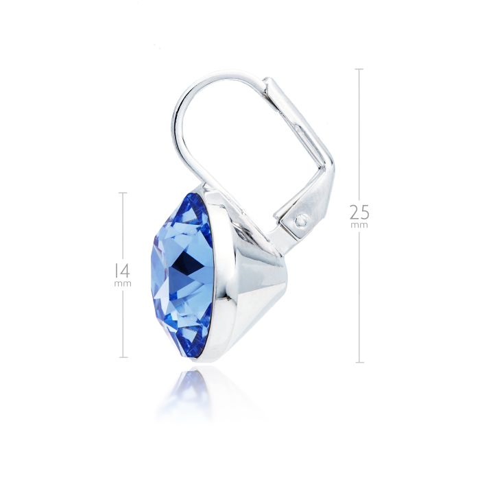 Bella Earrings with 8.5 Carat Light Sapphire Crystals Rhodium Plated