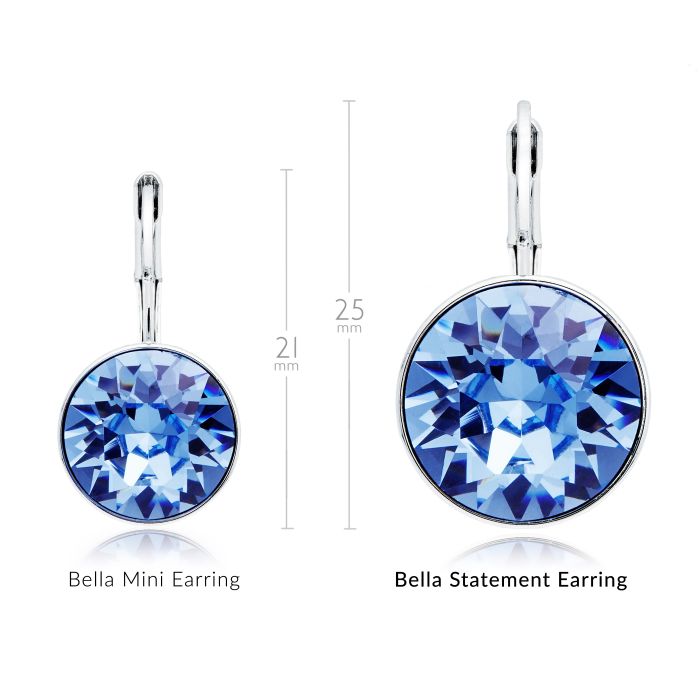 Bella Earrings with 8.5 Carat Light Sapphire Crystals Rhodium Plated