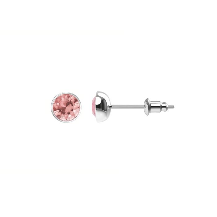 Signature Stud Earrings with 1 Carat Vintage Rose Swarovski Crystals Rhodium Plated