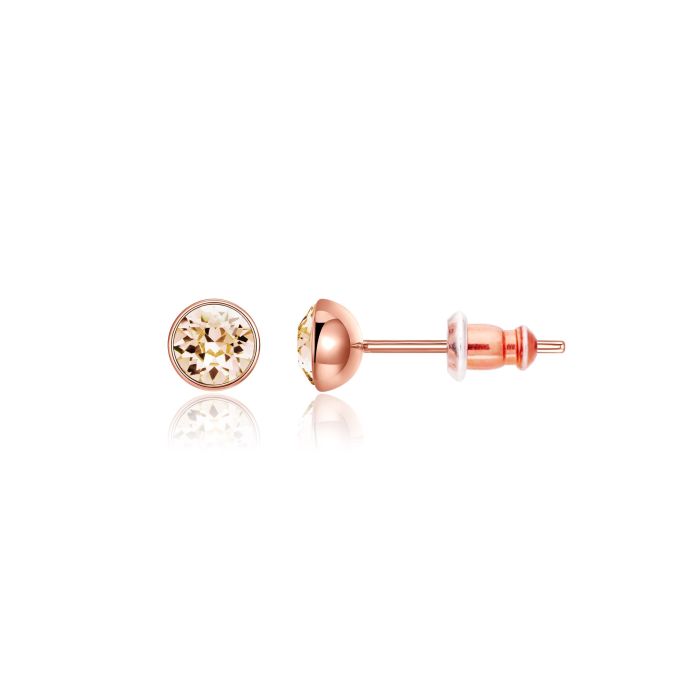 Signature Stud Earrings with Carat Silk Swarovski Crystals 3 Sizes Rose Gold Plated