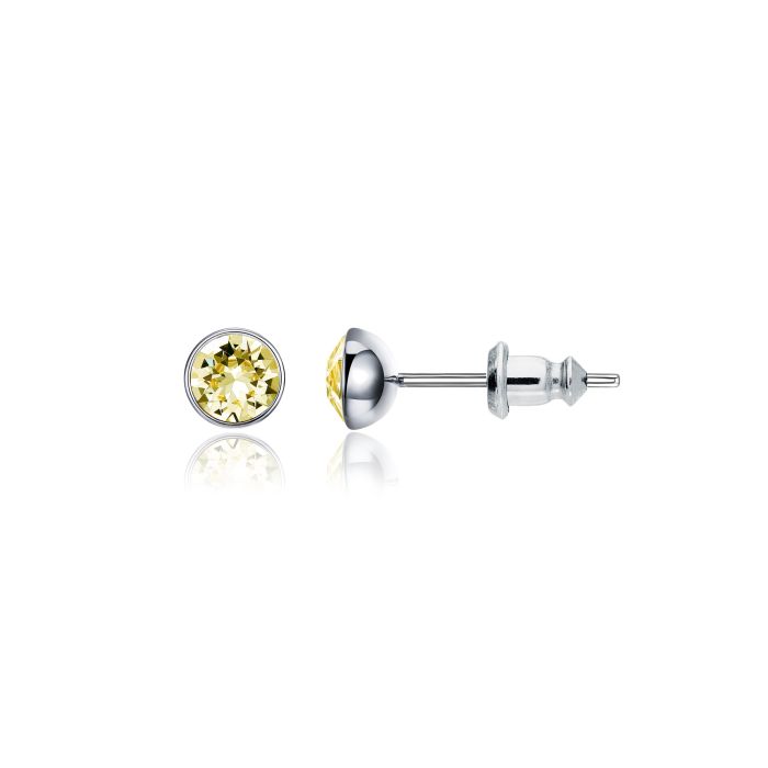 Signature Stud Earrings with Carat Jonquil Swarovski Crystals 3 Sizes Rhodium Plated