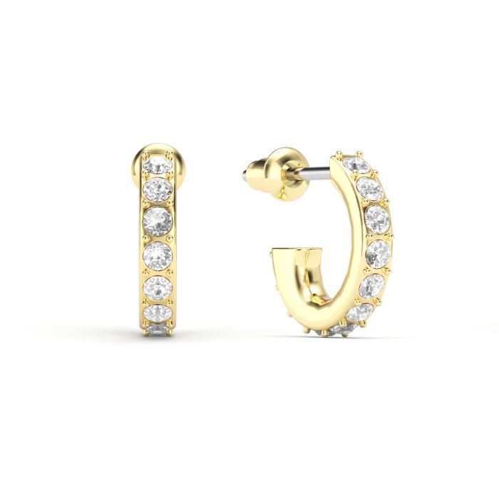 Eternity 11mm Mix Hoop Carrier Earrings with Clear Crystals Gold Plated