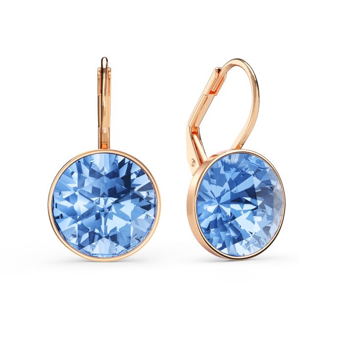 Bella Earrings 6 Carat Drop Earrings Light Sapphire Crystals Rose Gold Plated