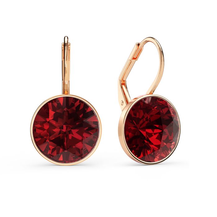 Bella Earrings 6 Carat Drop Earrings Ruby Crystals Rose Gold Plated