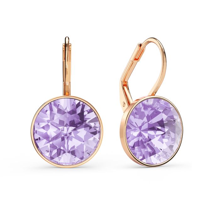 Bella Earrings 6 Carat Drop Earrings Violet Crystals Rose Gold Plated