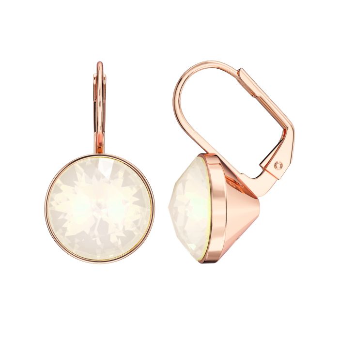 Bella Earrings 6 Carat Drop Earrings White Opal Crystals Rose Gold Plated