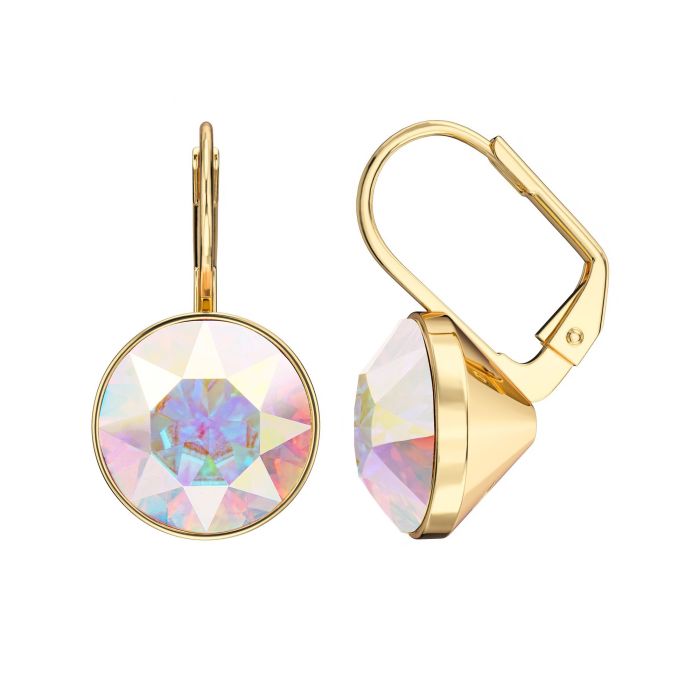 Bella Earrings 6 Carat Drop Earrings Crystal Aurore Boreale Crystals Gold Plated