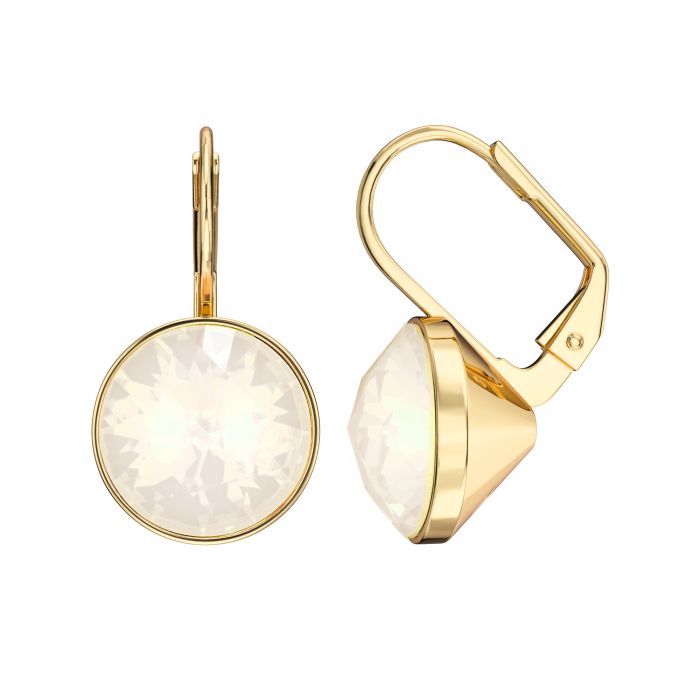 Bella Earrings 6 Carat Drop Earrings White Opal Crystals Gold Plated