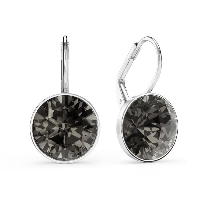 Bella Earrings 6 Carat Drop Earrings Black Diamond Crystals Rhodium Plated