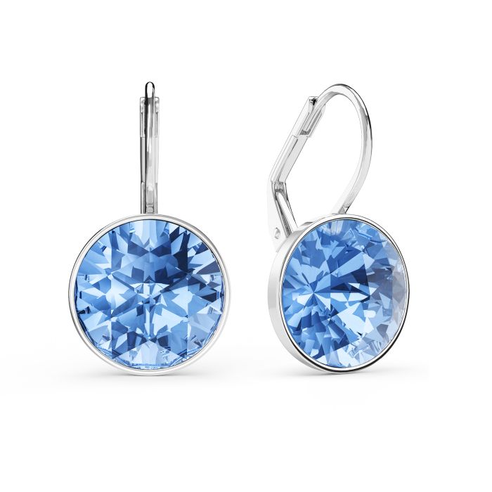 Bella Earrings 6 Carat Drop Earrings Light Sapphire Crystals Rhodium Plated