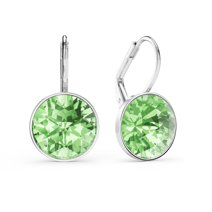 Bella Earrings 6 Carat Drop Earrings Peridot Crystals Rhodium Plated