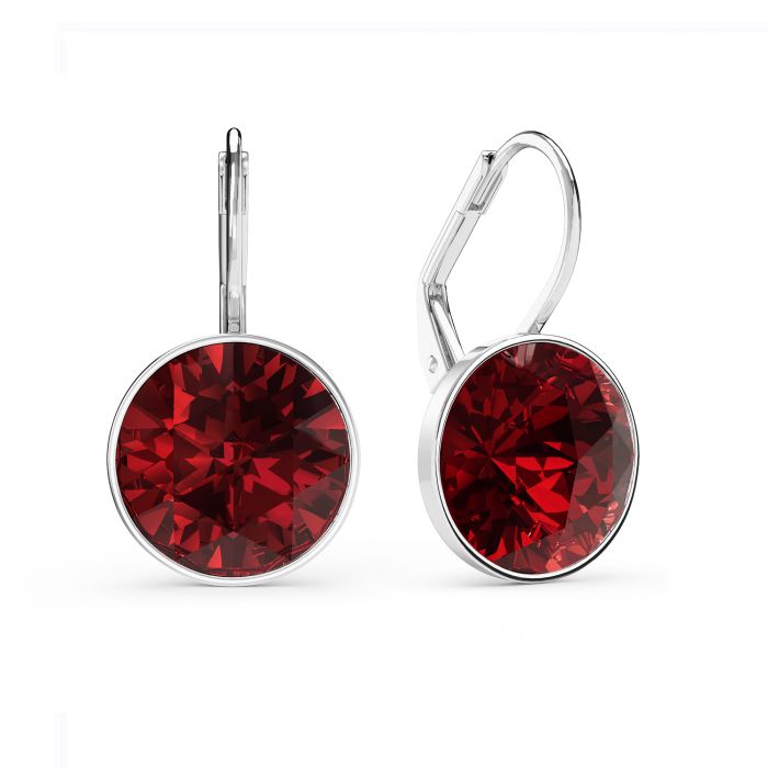 Bella Earrings 6 Carat Drop Earrings Ruby Crystals Rhodium Plated