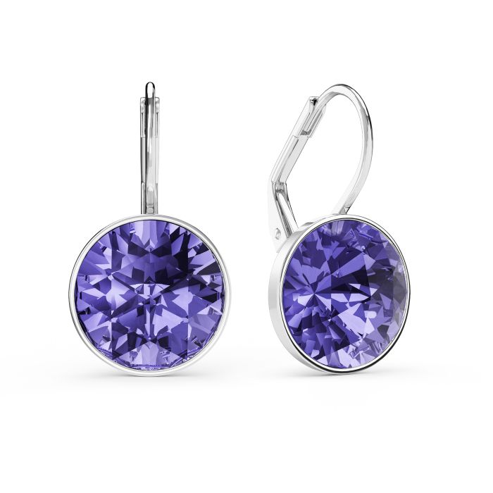 Bella Earrings 6 Carat Drop Earrings Tanzanite Crystals Rhodium Plated