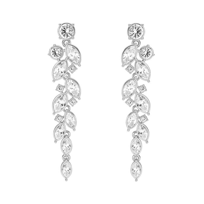 Paloma Drop Earrings with Clear Swarovski Crystals Rhodium Plated