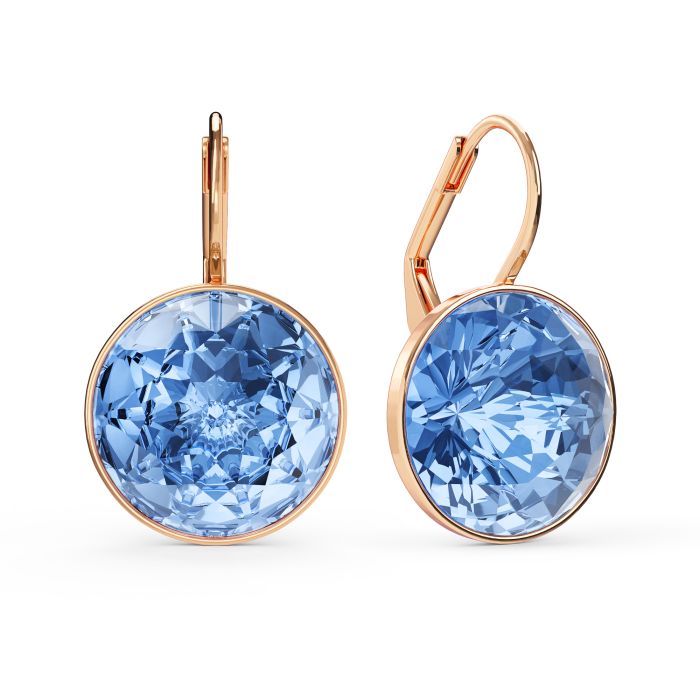 Bella Earrings 10 Carat Drop Earrings Light Sapphire Crystals Rose Gold Plated