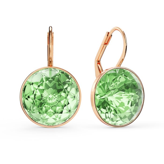 Bella Earrings 10 Carat Drop Earrings Peridot Crystals Rose Gold Plated