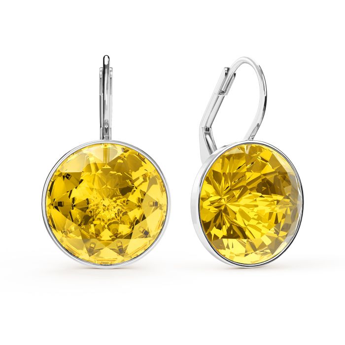 Bella Earrings 10 Carat Drop Earrings Light Topaz Crystals Rhodium Plated